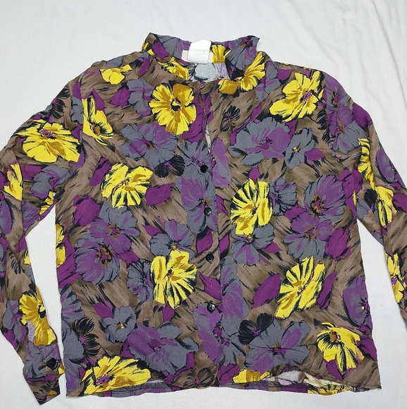 Tochi Vintage Floral Rayon Skirt Blouse Set, Medium - Picture 7 of 16